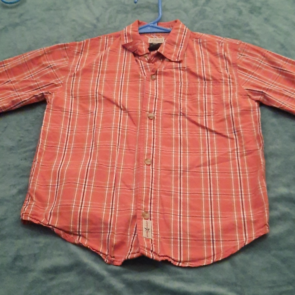 Arizona Orange plaid dress shirt size 7